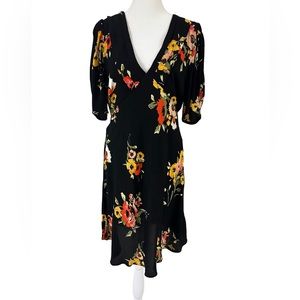 Free People Size 8 NWOT BLACK and FLORAL DRESS